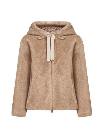 Herno Beige Melange Alternative Mink Fur Bomber Jacket In Nude