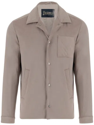 Herno Beige Microfiber Suede Jacket In Neutrals