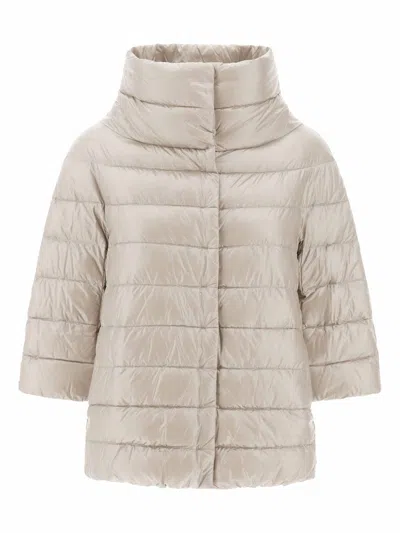 Herno Beige Nylon Aminta Cape In Chantilly