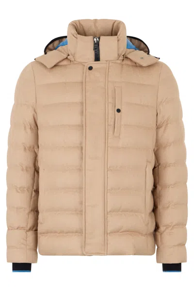 Herno Beige Padded Jacket With Hood And High Collar In Neutral