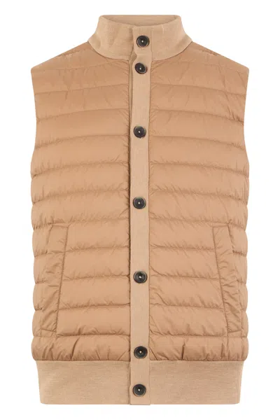 Herno Beige Padded Sleeveless Jacket Elegant In Brown