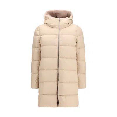 Herno Beige Polyester Full-length Jacket In Brown
