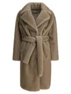 Herno Faux Fur Coat Jackets And Coats Beige In Brown