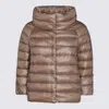 Herno Quilted Padded Jacket With Logo In Dove Grey