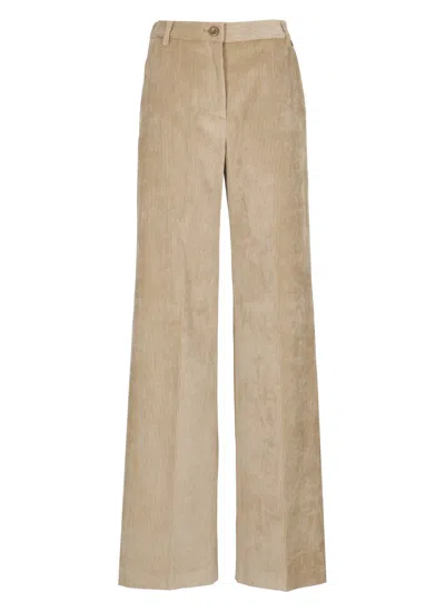 Herno Beige Straight-leg Corduroy Pants In Neutral