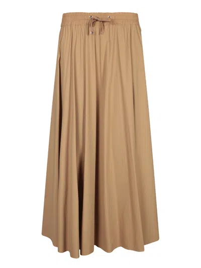 HERNO BEIGE STRETCH NYLON MIDI SKIRT