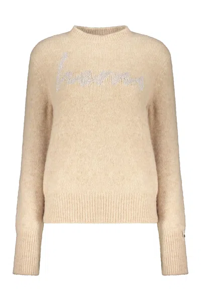 Herno Beige Sweater With Long Sleeves In Brown
