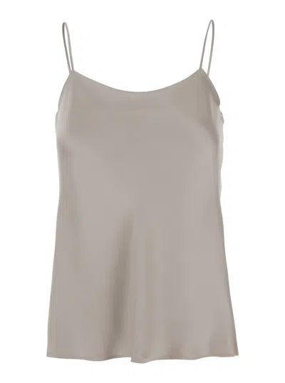 HERNO BEIGE TOP WITH SPAGHETTI STRAPS IN SATIN WOMAN