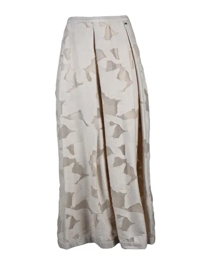 Herno Beige Viscose Cotton Polyamide Women Long Skirt In Gray