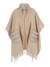 Herno Beige Wool And Nylon Cape