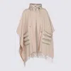 Herno Beige Wool-cashmere Blend Cape With Quilted Detailing In Neutral