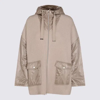 Herno Beige Wool Capes In Brown