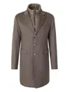 Herno Beige Wool Polyamide Cashmere Coat In Multi
