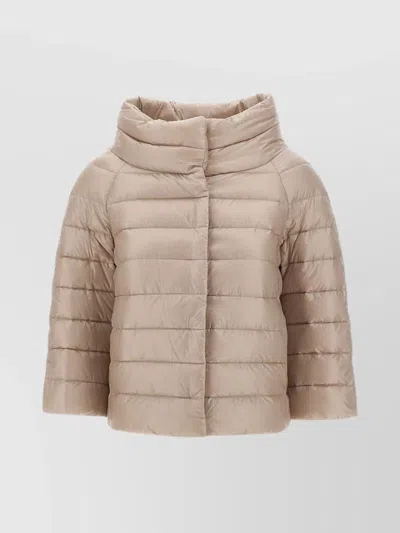 Herno Bell-shaped Down Jacket Featuring Pockets In Brown