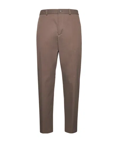 Herno Dark Taupe Cotton Feel Trousers In Brown