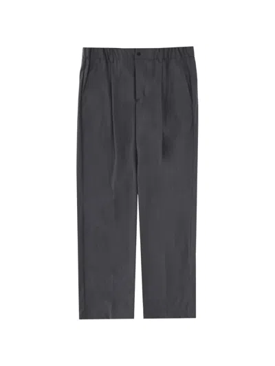Herno Neutral Tailored Straight-leg Wool-blend Pants In Black