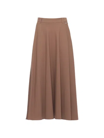 Herno Belt Loops Slit Skirt In Brown
