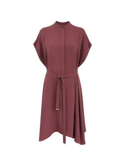Herno Belt-detail Asymmetric-hem Dress In Burgundy