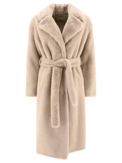 Herno Belted Coat Coats Beige