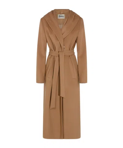 Herno Belted Coat In Brown