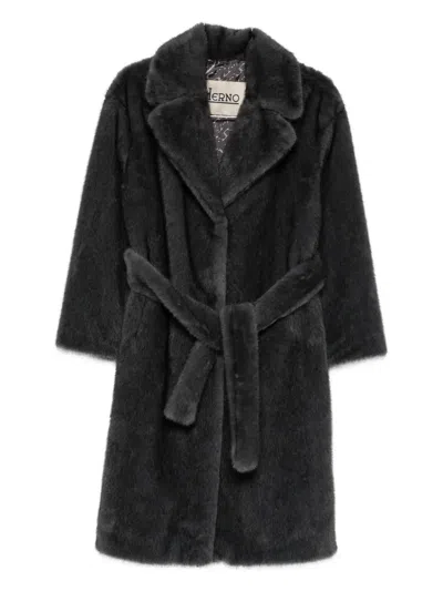 Herno Belted Coat In Gray