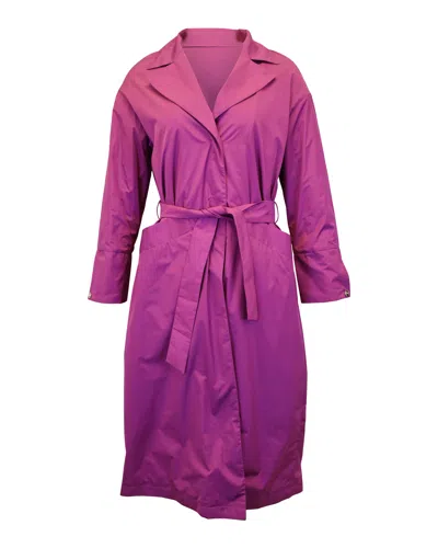 Herno Belted Coat In Purple Polyester