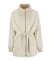 Herno Silk And Cashmere Jacket With Belt In Neutral