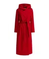 Herno Hooded Belted Double-breasted Coat In Red