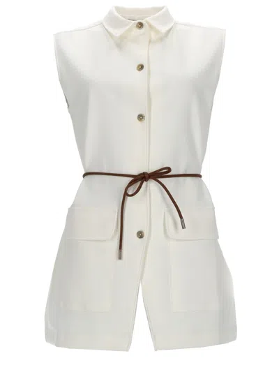 Herno Belted Cotton Gilet In White