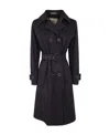 Herno Double-breasted Trench Coat In Black