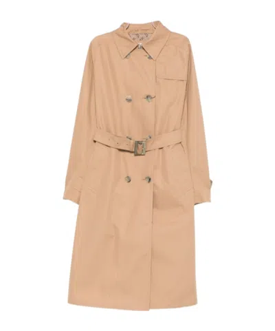 Herno Belted Double-breasted Coat In Brown