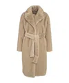Herno Belted Faux Fur Coat In Brown