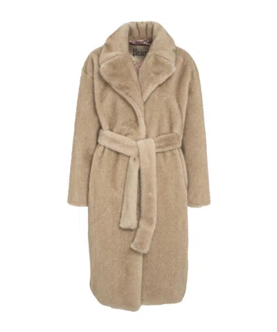 HERNO HERNO BELTED FAUX FUR COAT