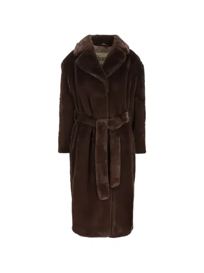 Herno Belted Faux-fur Coat In Animal Print