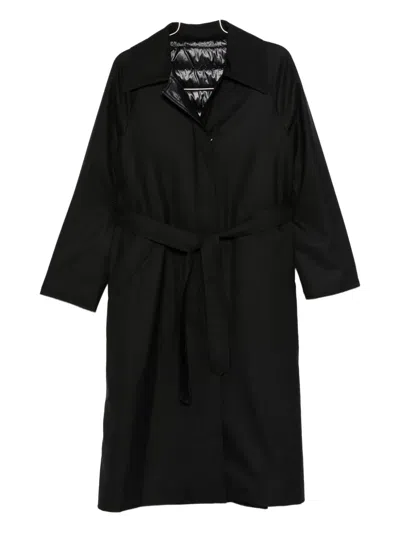 Herno Belted Gabardine Coat In Black