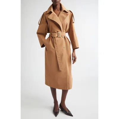 Herno Belted Gabardine Trench Coat In Brown