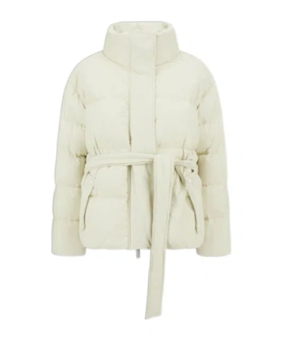 Herno Belted High Neck Puffer Jacket In White
