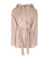 Herno Hooded Belted Coat In Gold