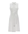 Herno White Sleeveless Dress With Classic Collar And Adjustable Belt In Tech Fabric Stretch Woman In White