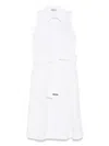 Herno Sleeveless Dress With Pockets And Belted Waist In White