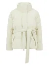 Herno Belted High Neck Puffer Jacket In Neutral