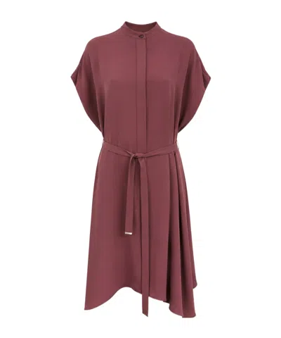 Herno Belted Short Dress In Burgundy