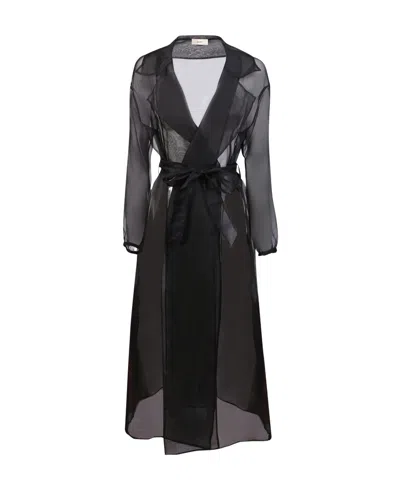 Herno Belted Sheer Coat In Black