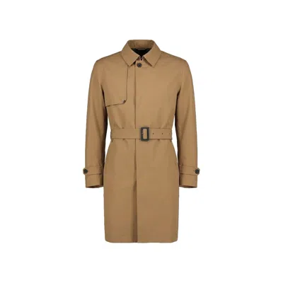 Herno Belted Single-breasted Coat In Brown