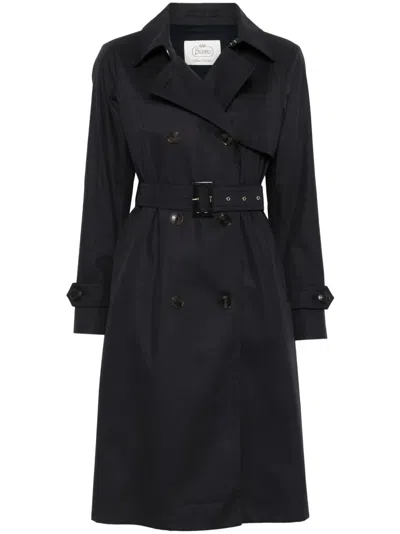 Herno Black Dean Double-breasted Trench Coat In Blue