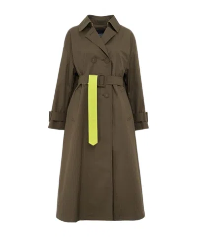 Herno Belted Trench Coat In Green