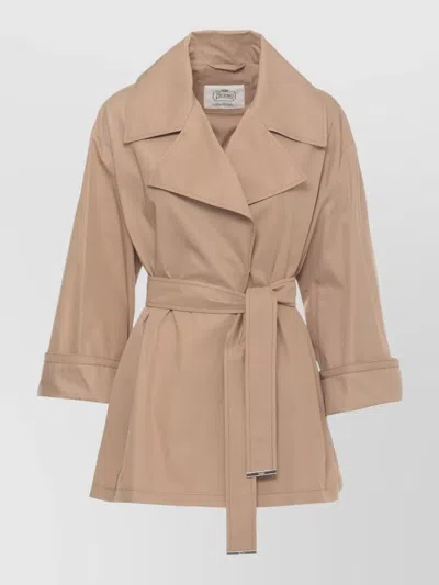 Herno Belted Trench Coat Long Sleeves Vent In Brown