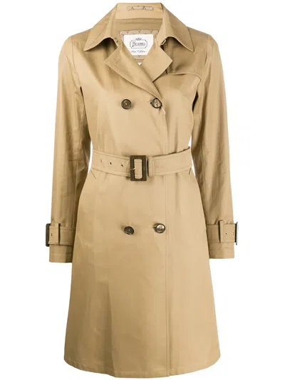 Herno Belted Trench Coat In Neutrals