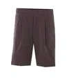 Herno Dark Brown Polyester Bermuda In Burgundy
