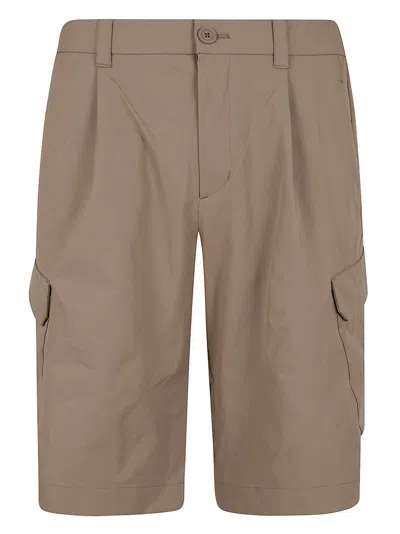 Herno Bermuda Shorts With Front Pleats And Cargo Pockets In Multi